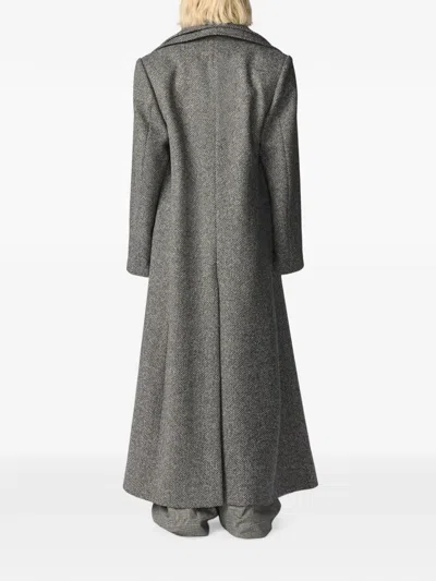 Monse Double-collar Herringbone Coat In Gray