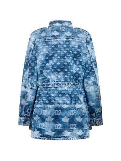 Dsquared2 D2 Monogram Denim-field Jacket In Blue