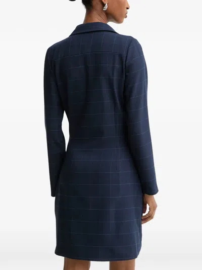 Morgan Check-pattern Wrap Mini Dress In Blue