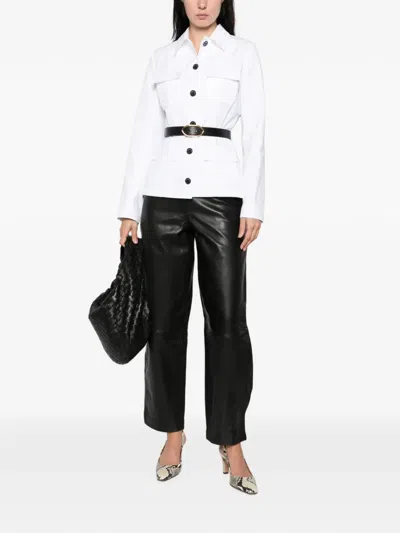 Brandon Maxwell Gage Fitted Button Up Jacket In White