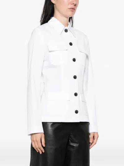 Brandon Maxwell Gage Fitted Button Up Jacket In White
