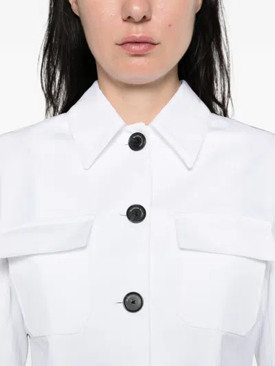 Brandon Maxwell Gage Fitted Button Up Jacket In White