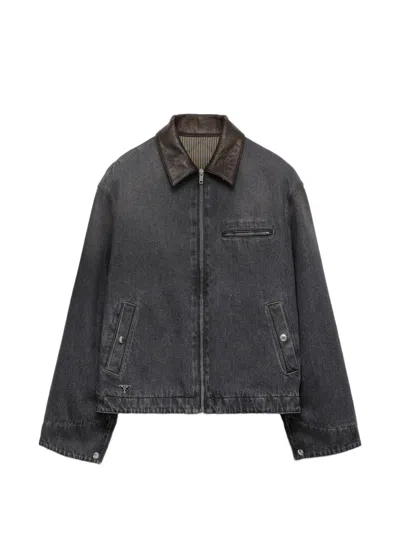 Prada Blousonjacke Aus Schwarzem Denim In Multi