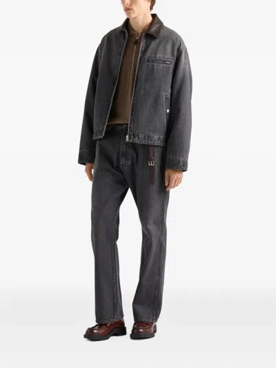 Prada Blousonjacke Aus Schwarzem Denim In Multi