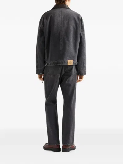 Prada Blousonjacke Aus Schwarzem Denim In Multi
