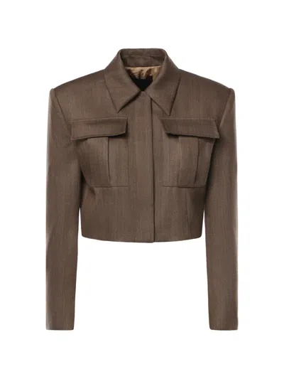 Dondup Patch-pocket Cropped Jacket In Brown