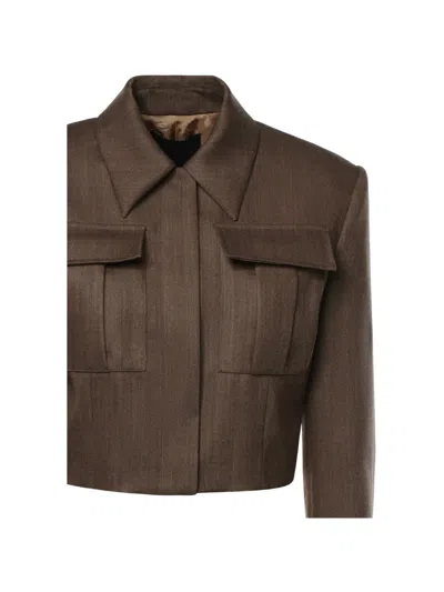 Dondup Patch-pocket Cropped Jacket In Brown