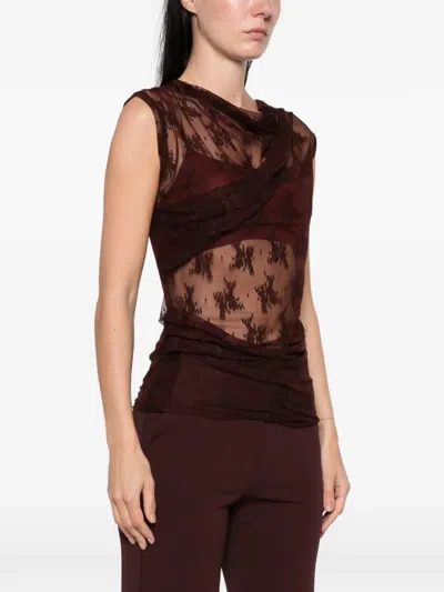 Imperial Draped Lace Top In Multi