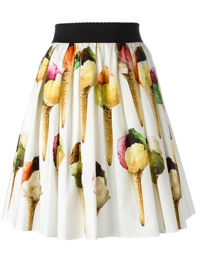 Dolce & Gabbana Ice Cream Print Cotton Poplin Skirt In Coeo Gelato, Foedo Liaeco
