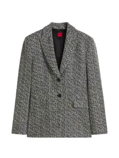 Hugo Boss Regular-fit Blazer With Herringbone Pattern In Multi