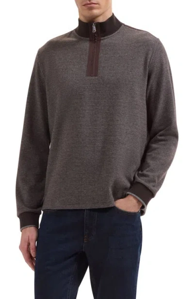 Bugatchi Quarter Zip Knit Pullover In Brown