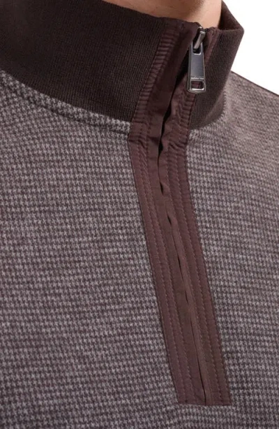 Bugatchi Quarter Zip Knit Pullover In Brown