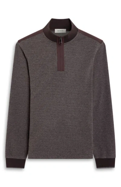 Bugatchi Quarter Zip Knit Pullover In Brown
