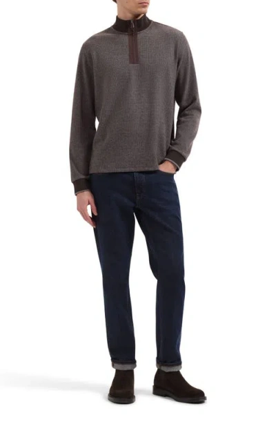 Bugatchi Quarter Zip Knit Pullover In Brown
