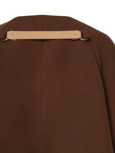 Hed Mayner Leather-strap Wool-blend Coat In Brown