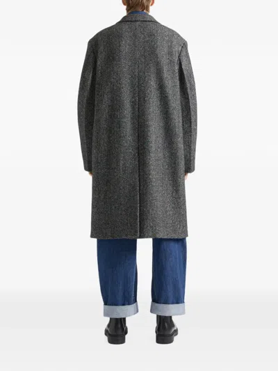 Givenchy Tailored Coat In Wool Herringbone In Gray