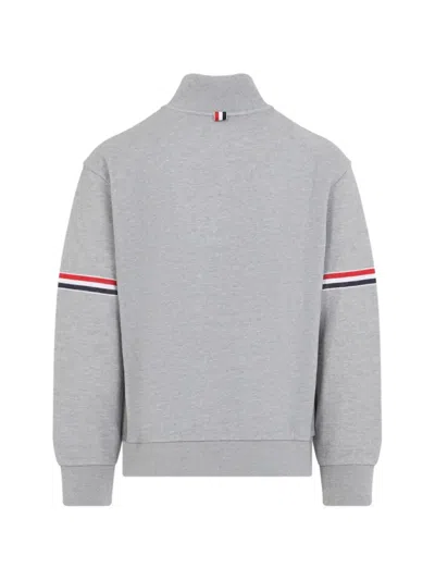Thom Browne Rwb Engineered Stripe Loopback Sweatshirt In Gray