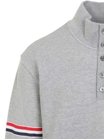 Thom Browne Rwb Engineered Stripe Loopback Sweatshirt In Gray