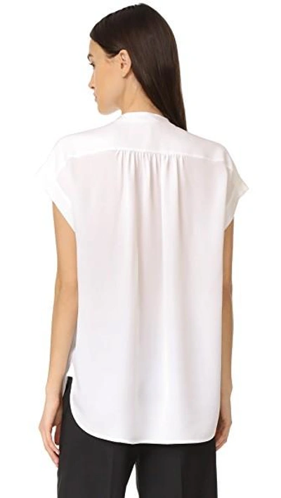 Shop Vince Shirred Neck Blouse In White