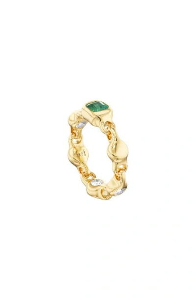 Uniform Object Supernova Stacking Ring In Yellow Gold/emerald