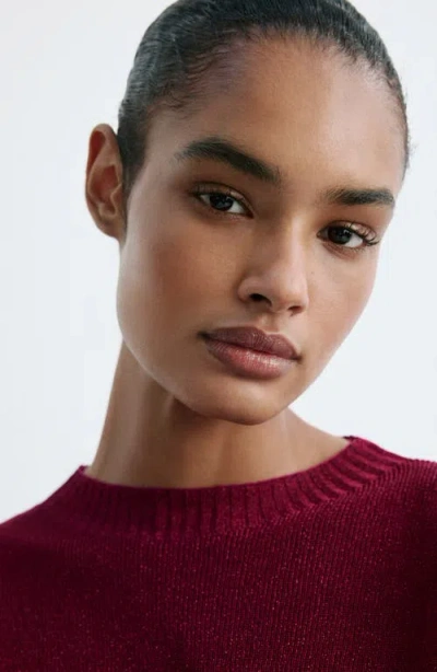 Mango Metallic Sweater In Red