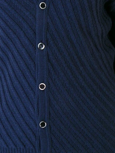Shop Julien David V-neck Side Striped Cardigan In Blue
