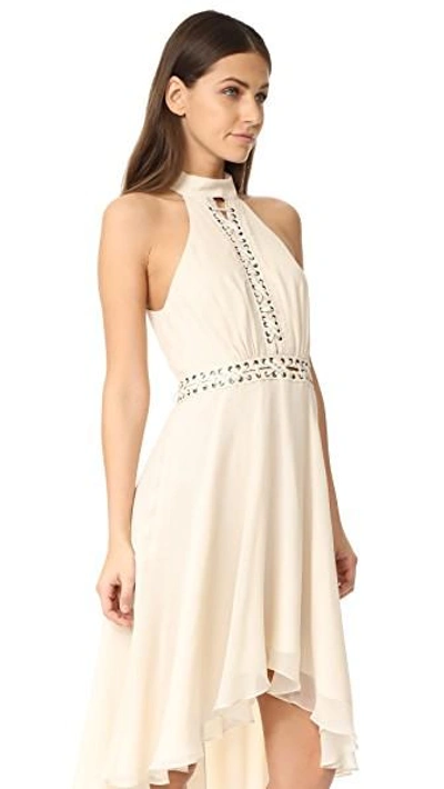 Shop Haute Hippie High Neck Mini Dress With Lacing In Antique