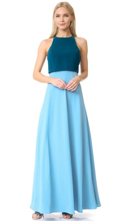 Jill Jill Stuart Colorblocked Popover Gown In Coastal/sparrow Blue