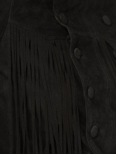 Shop Faith Connexion Fringe Detail Suede Jacket In Black