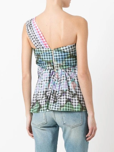 Shop Peter Pilotto One Shoulder Gingham Top In Multicolour