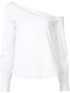 Theory Asymmetric Shoulders Blouse In White