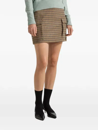Seventy Check-pattern Flap-pocket Mini Skirt In Brown