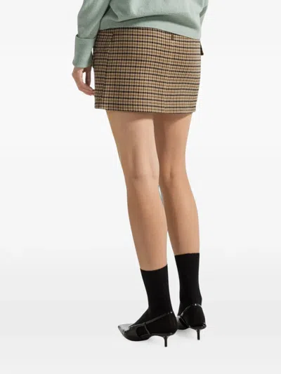 Seventy Check-pattern Flap-pocket Mini Skirt In Brown
