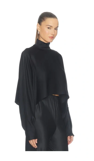 Lapointe Satin Caftan Top In Black