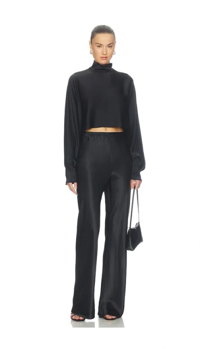 Lapointe Satin Caftan Top In Black