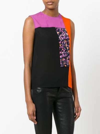 Shop Versace Colour Block Blouse In Black