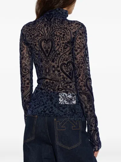 Off-white Paisley-pattern Top In Blue