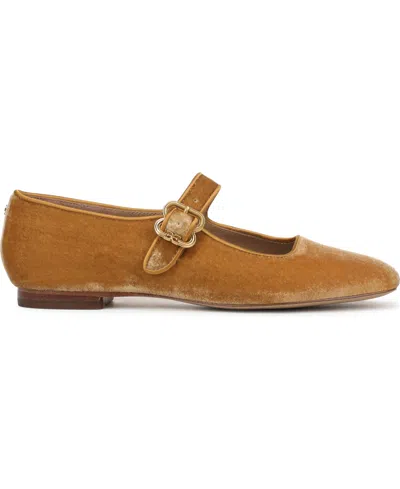 Sam Edelman Michaela Mary Jane Flat In Mustard Velvet