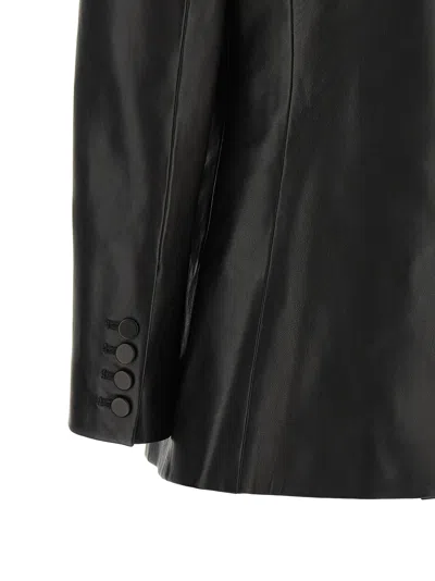 Balmain Structured-shoulder Lambskin Jacket In Black