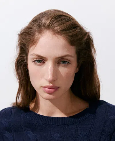 Mango Cable Stitch Sweater In Blue