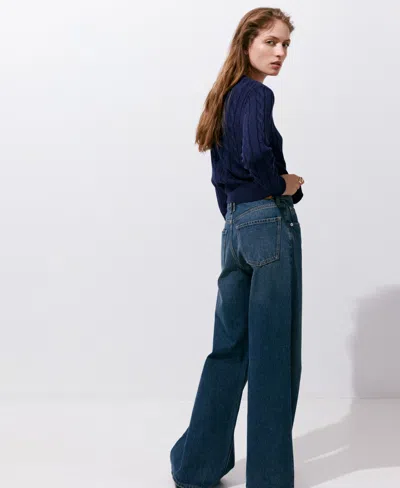Mango Cable Stitch Sweater In Blue