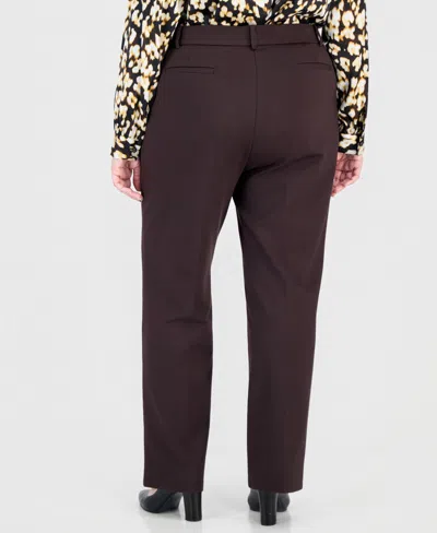 Kasper Plus Size Audrey Pull-on Mid-rise Trousers In Brown