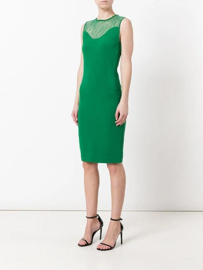 Shop Roberto Cavalli Sheer Panel Dress - Green