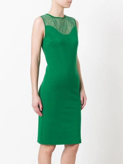 Shop Roberto Cavalli Sheer Panel Dress - Green