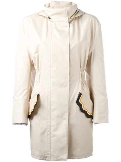 Fendi Scallop Pocket Parka In Neutrals