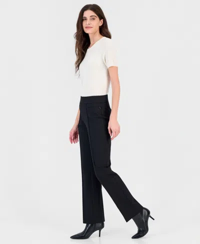Kasper Petite Bootcut Zip-pocket Pull-on Pants In Black