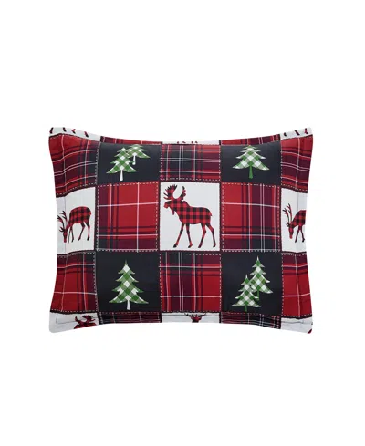 Macy's Deer Check Reversible Microfiber 3-piece Comforter Set In Red