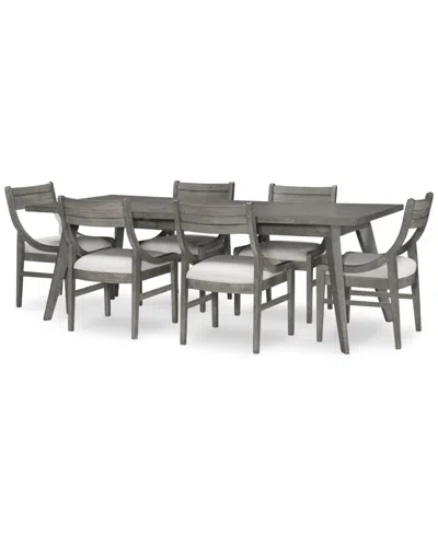Macy's Greystone Ii 7-pc. Dining Set (rectangular Table & 6 Chairs) In Gray