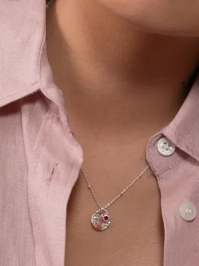 Dower & Hall Hammered-disc Ruby Necklace In Silver