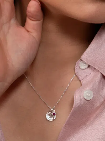 Dower & Hall Hammered-disc Ruby Necklace In Silver